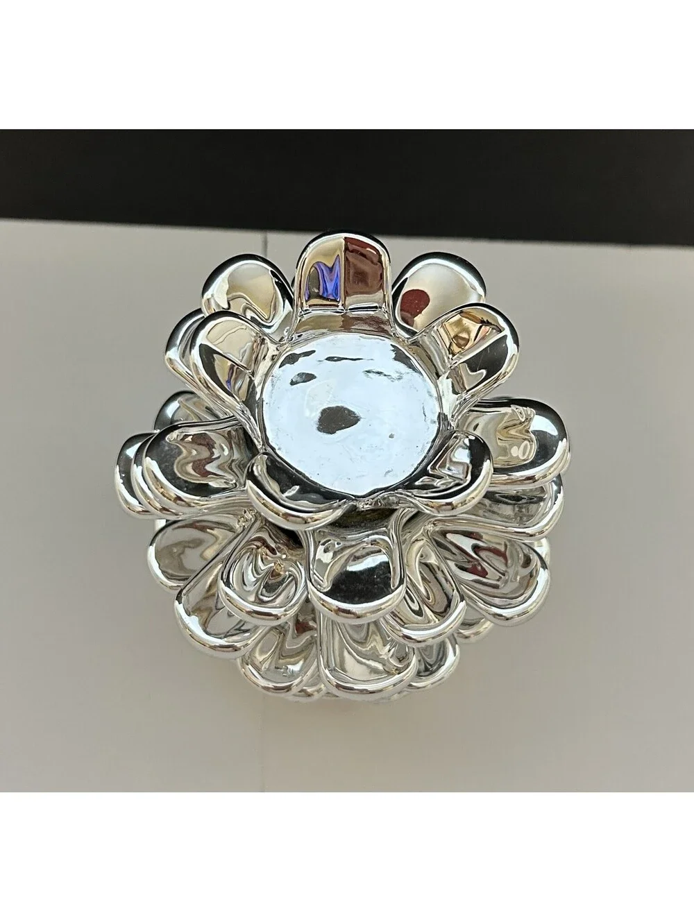Teleflora Glass Pinecone Votive Candle Holder Silver 4.5